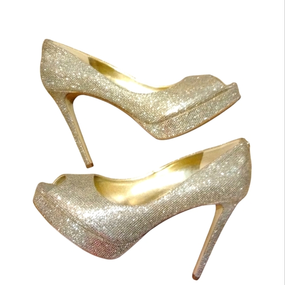 Michael Kors Gold Glitter Stiletto Heels Size 10 - Picture 2 of 10